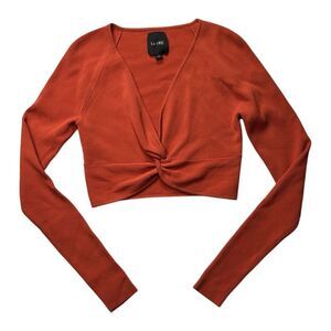 Le Ore Twist Front Long Sleeve Crop Top Sz S Rust Spice Recycled Viscose Revolve